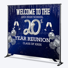 Lofaris Custom 20th Year High School Reunion Backdrop Silver Balloons and Champagne Personalized Class Decor