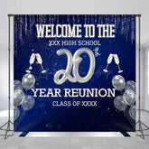 Lofaris Custom 20th Year High School Reunion Backdrop Silver Balloons and Champagne Personalized Class Decor