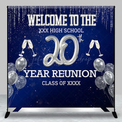 Lofaris Custom 20th Year High School Reunion Backdrop Silver Balloons and Champagne Personalized Class Decor