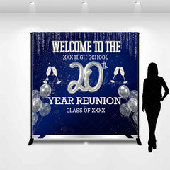 Lofaris Custom 20th Year High School Reunion Backdrop Silver Balloons and Champagne Personalized Class Decor