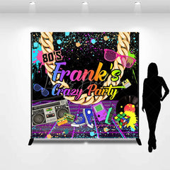 Lofaris Custom 80s Retro Neon Graffiti Party Backdrop with Gold Chain and Boombox Vibrant Birthday Decor