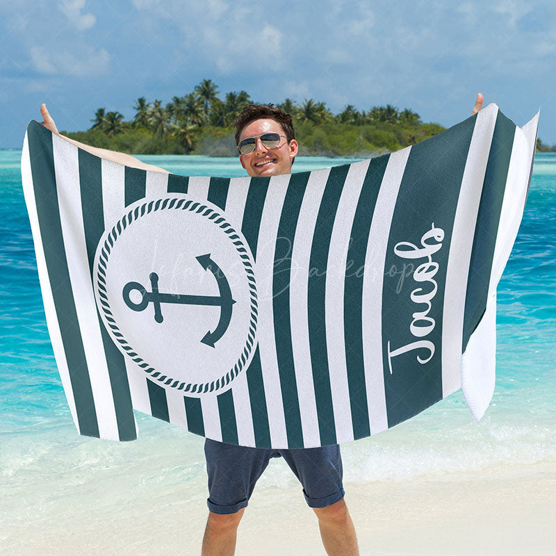 Lofaris Custom Anchor Name Beach Towel Summer Gift