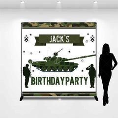 Lofaris Custom Army Military Tank Backdrop Personalized Soldier Birthday Party Decor with Your Name