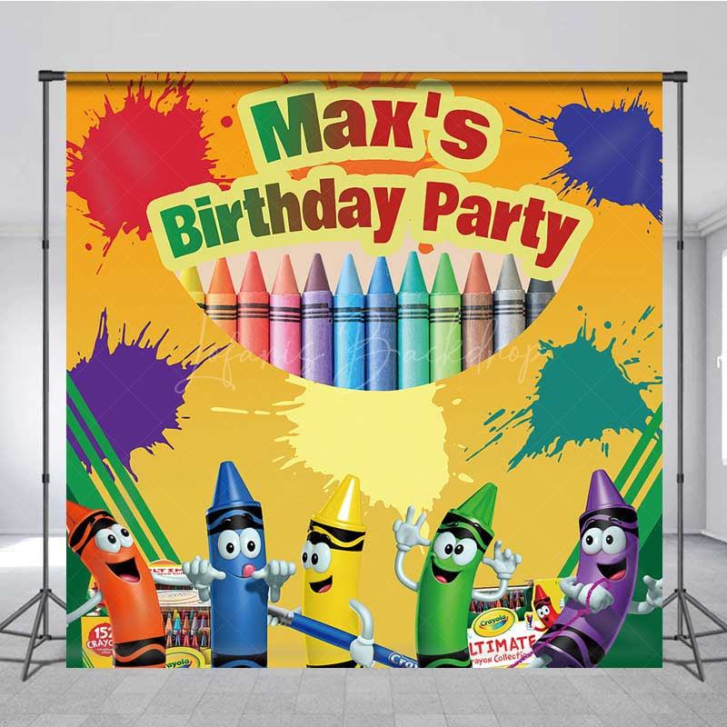 Lofaris Custom Art Party Birthday Backdrop Colorful Crayon Box and Character Banner Crayola Inspired Creative Decor Prop
