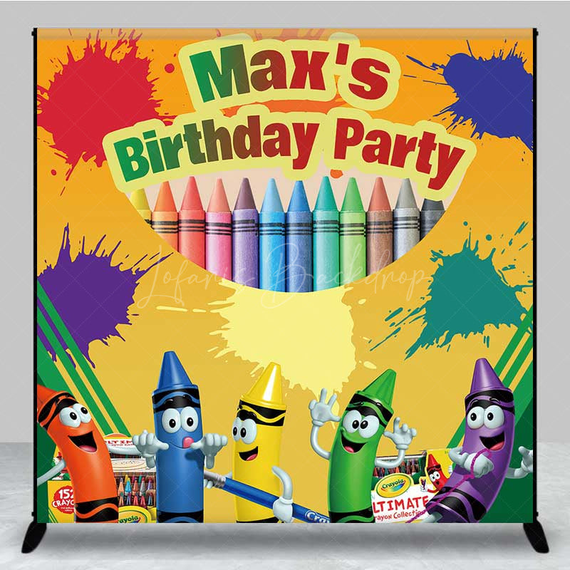 Lofaris Custom Art Party Birthday Backdrop Colorful Crayon Box and Character Banner Crayola Inspired Creative Decor Prop