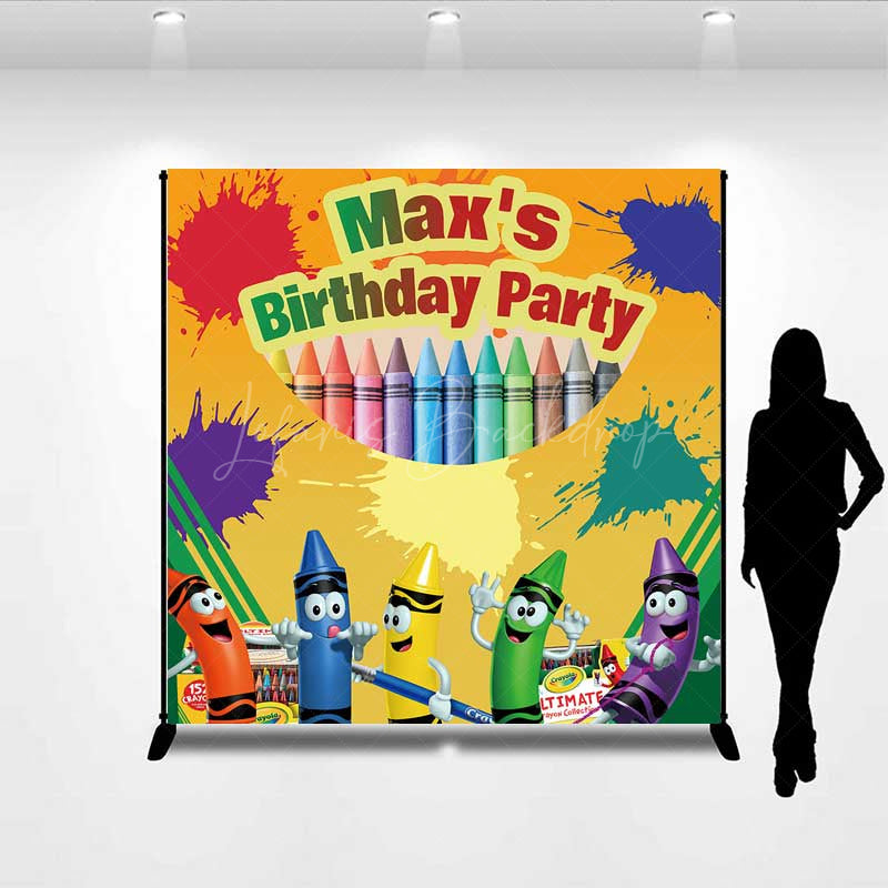 Lofaris Custom Art Party Birthday Backdrop Colorful Crayon Box and Character Banner Crayola Inspired Creative Decor Prop
