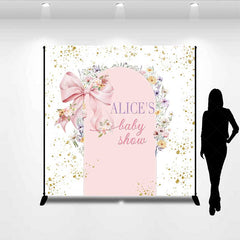 Lofaris Custom Baby Shower Arch Backdrop Pink Bow and Wildflower Wreath Boho Floral Garden Party Welcome Sign Decor