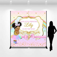 Lofaris Custom Baby Shower Backdrop African American Princess Unicorn Rainbow Gold Glitter
