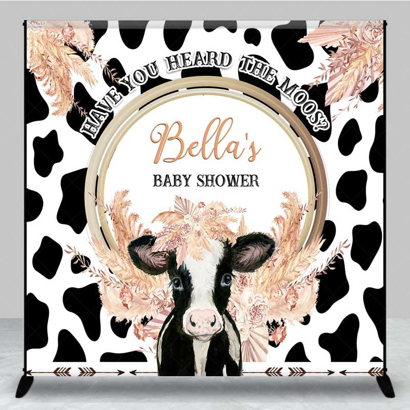 Lofaris Custom Baby Shower Backdrop Have You Heard The Moos Boho Cow and Pampas Grass Farm Themed Party Banner