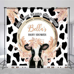 Lofaris Custom Baby Shower Backdrop Have You Heard The Moos Boho Cow and Pampas Grass Farm Themed Party Banner