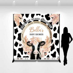 Lofaris Custom Baby Shower Backdrop Have You Heard The Moos Boho Cow and Pampas Grass Farm Themed Party Banner