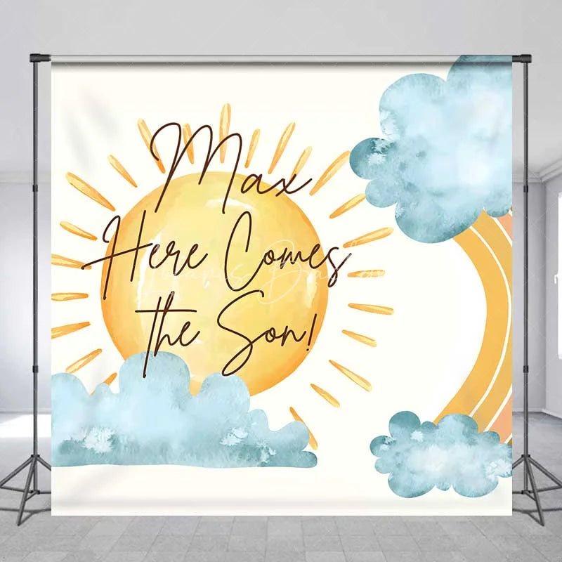 Lofaris Custom Baby Shower Backdrop Here Comes The Sun Boho Rainbow Sunshine Decor