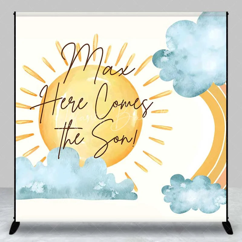 Lofaris Custom Baby Shower Backdrop Here Comes The Sun Boho Rainbow Sunshine Decor