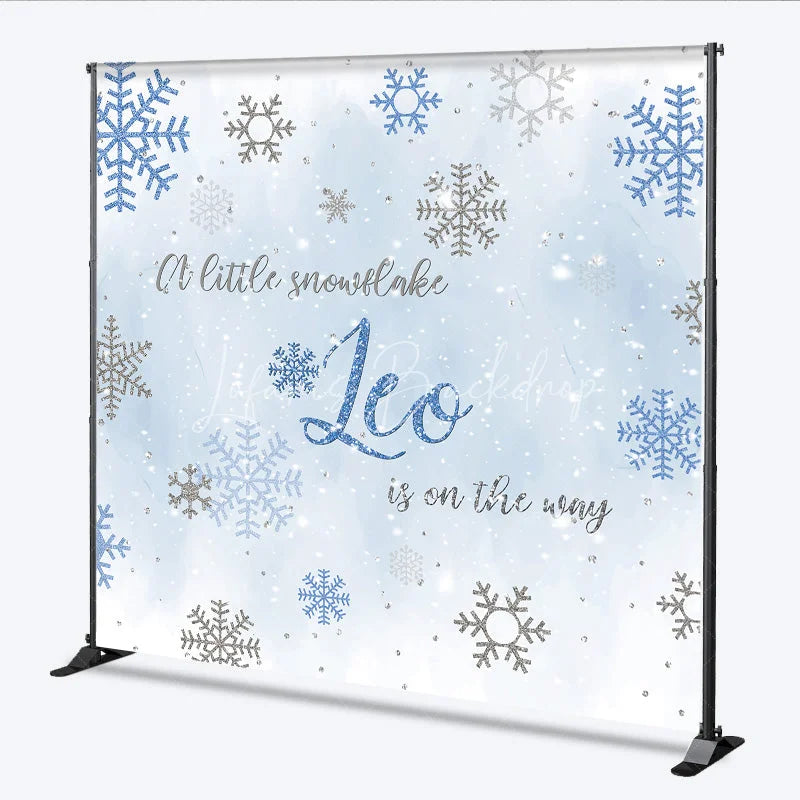 Lofaris Custom Baby Shower Backdrop Winter Wonderland Blue Snowflake Silver Sparkle Boy Decor