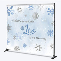 Lofaris Custom Baby Shower Backdrop Winter Wonderland Blue Snowflake Silver Sparkle Boy Decor