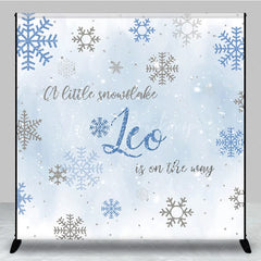 Lofaris Custom Baby Shower Backdrop Winter Wonderland Blue Snowflake Silver Sparkle Boy Decor