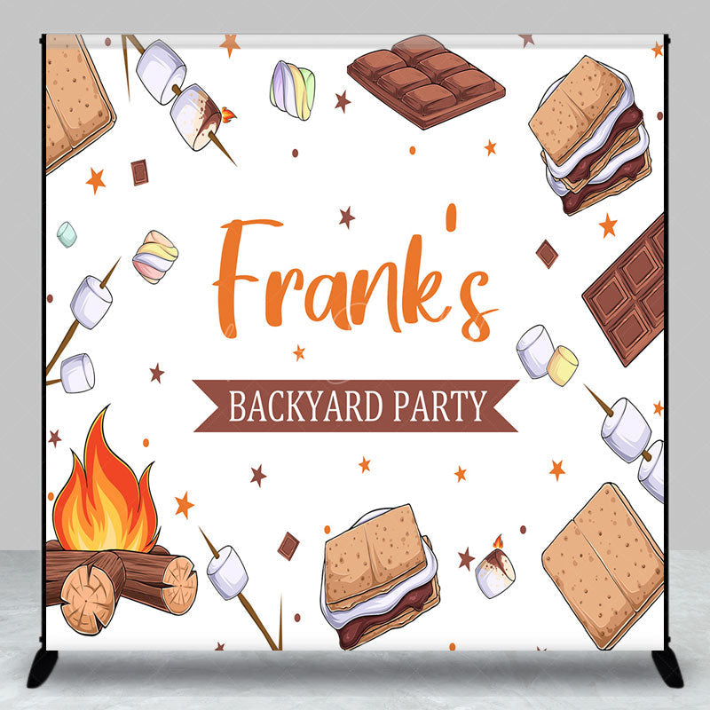 Lofaris Custom Backyard Party Backdrop for Barbecue Campfire S’mores and Marshmallows Personalized Outdoor BBQ Decor