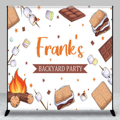 Lofaris Custom Backyard Party Backdrop for Barbecue Campfire S’mores and Marshmallows Personalized Outdoor BBQ Decor