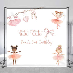Lofaris Custom Ballerina Birthday Backdrop Personalized Tutu Cute Ballet Theme Party Decoration