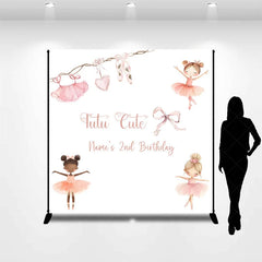 Lofaris Custom Ballerina Birthday Backdrop Personalized Tutu Cute Ballet Theme Party Decoration