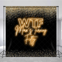 Lofaris Custom Birthday Backdrop 50th Black Gold Sparkle Neon Light Funny Decor