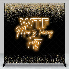 Lofaris Custom Birthday Backdrop 50th Black Gold Sparkle Neon Light Funny Decor