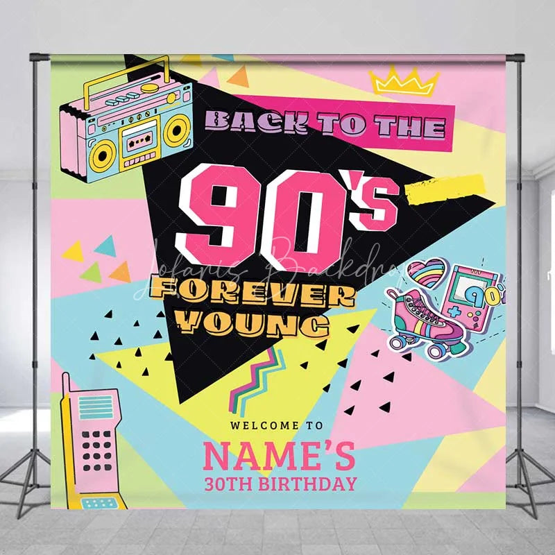 Lofaris Custom Birthday Backdrop Back to the 90s Personalize Name Retro Hip Hop Graffiti Background Nineties Party Decoration