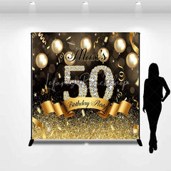 Lofaris Custom Birthday Backdrop Black Gold Balloons Diamond Number Background Personalized Name Age Adult Party Photography