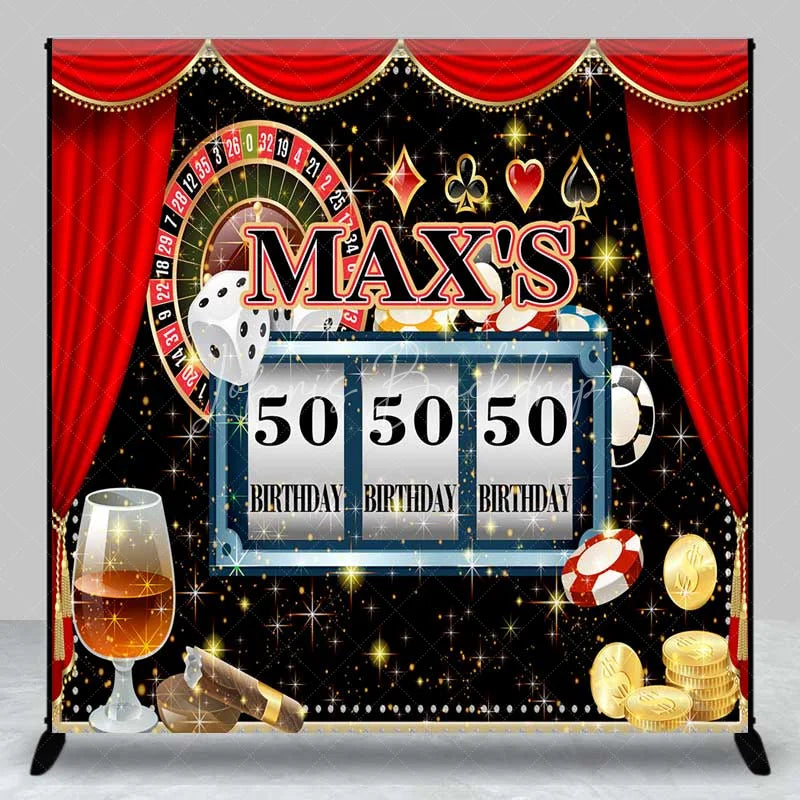 Lofaris Custom Birthday Backdrop Casino Night Theme Las Vegas Roulette Slot Machine Personalized Background