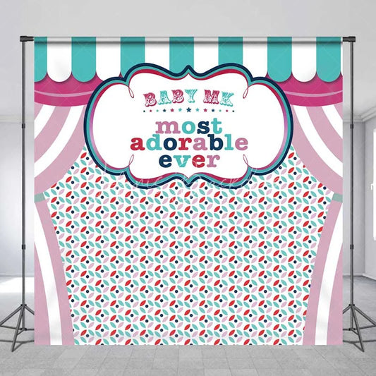 Lofaris Custom Birthday Backdrop Circus Carnival Tent Personalize Name Pastel Stripes Curtain Background Kids Party Decoration
