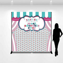 Lofaris Custom Birthday Backdrop Circus Carnival Tent Personalize Name Pastel Stripes Curtain Background Kids Party Decoration