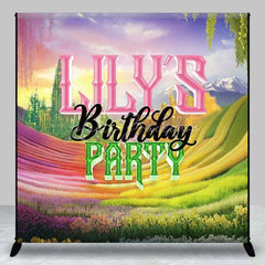 Lofaris Custom Birthday Backdrop Fantasy Rainbow Flower Field and Magic Castle Fairytale Party Background