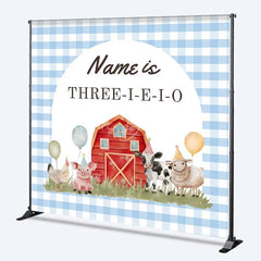 Lofaris Custom Birthday Backdrop Farm Animals Barn Personalize Name Rustic Red Barnyard Three-I-E-I-O Background Kids Party Prop