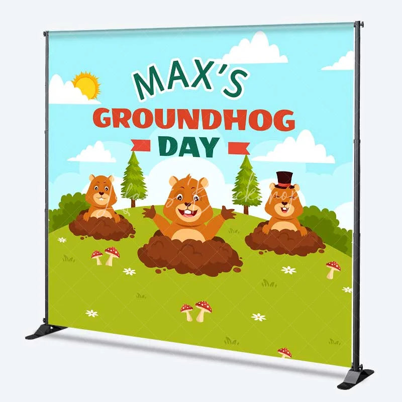 Lofaris Custom Birthday Backdrop Groundhog Day Cartoon Animals Green Grass Party Decor