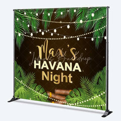 Lofaris Custom Birthday Backdrop Havana Nights Personalize Name Tropical Palm Leaves Cigar Background Cuban Party Decoration