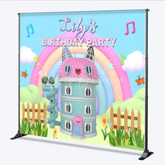 Lofaris Custom Birthday Backdrop Pastel Cat Dollhouse Theme Rainbow Kitty Party Photo Booth Props for Girl