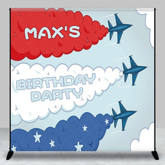 Lofaris Custom Birthday Backdrop Personalized Airplane Fighter Jet Smoke Trails Party Decor