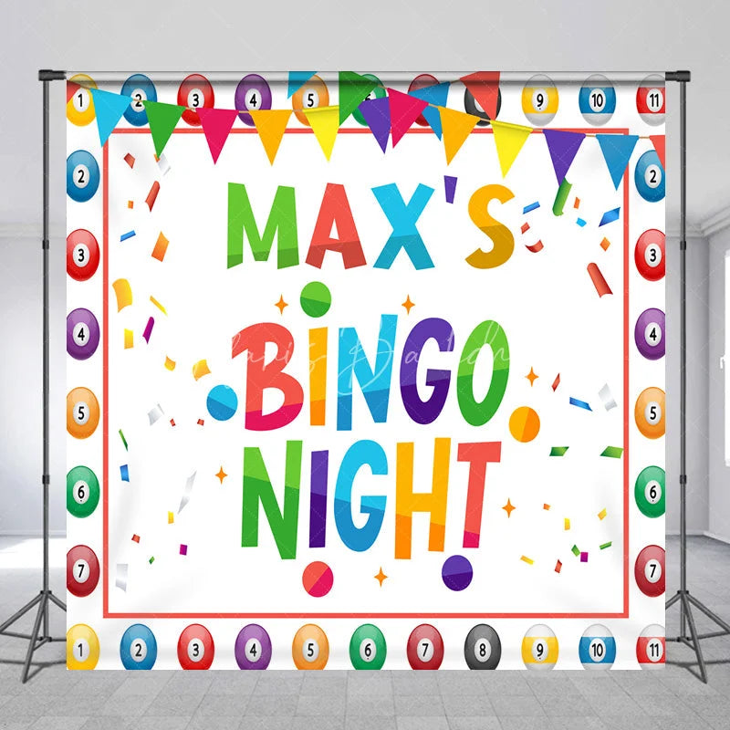 Lofaris Custom Birthday Backdrop Personalized Bingo Night Colorful Balls Party Decorations