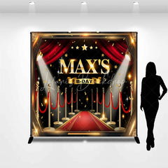 Lofaris Custom Birthday Backdrop Personalized Red Carpet Hollywood Theme Stage Party Supplies