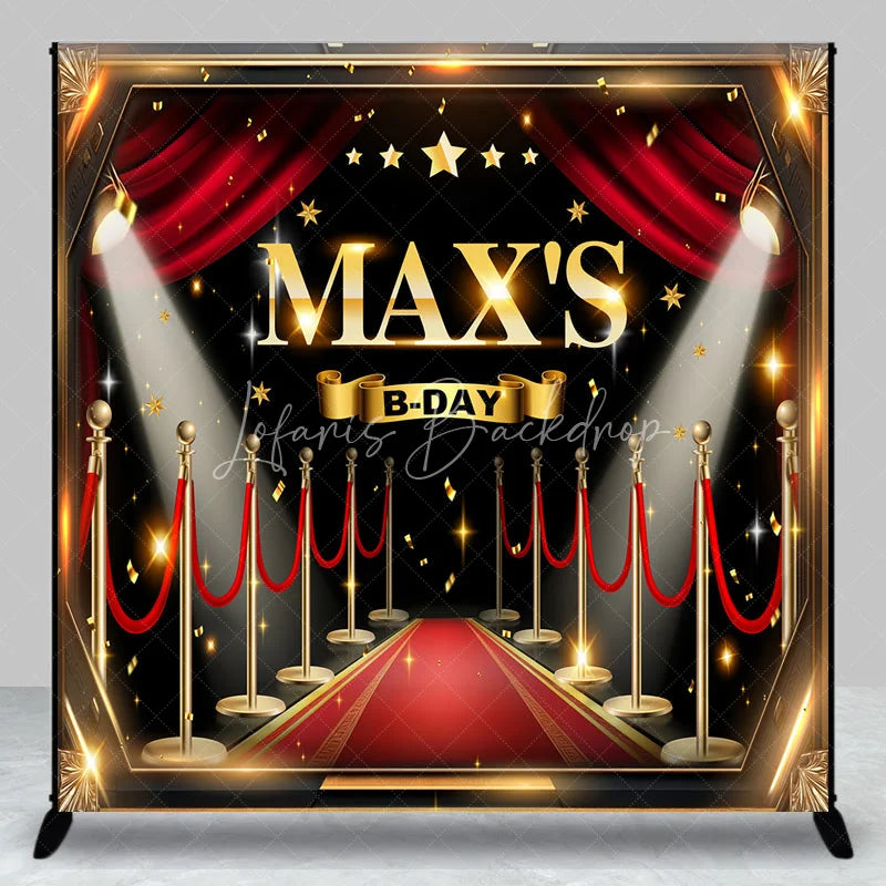 Lofaris Custom Birthday Backdrop Personalized Red Carpet Hollywood Theme Stage Party Supplies