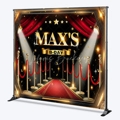 Lofaris Custom Birthday Backdrop Personalized Red Carpet Hollywood Theme Stage Party Supplies