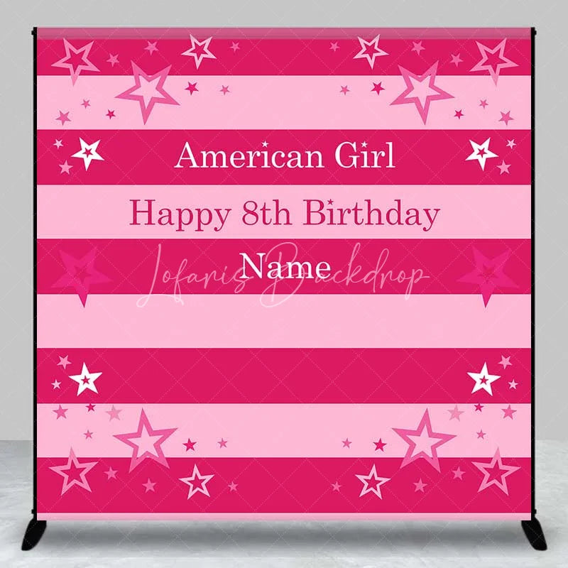 Lofaris Custom Birthday Backdrop Pink Stars and Stripes Doll Theme Party Decoration
