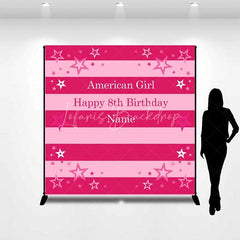 Lofaris Custom Birthday Backdrop Pink Stars and Stripes Doll Theme Party Decoration