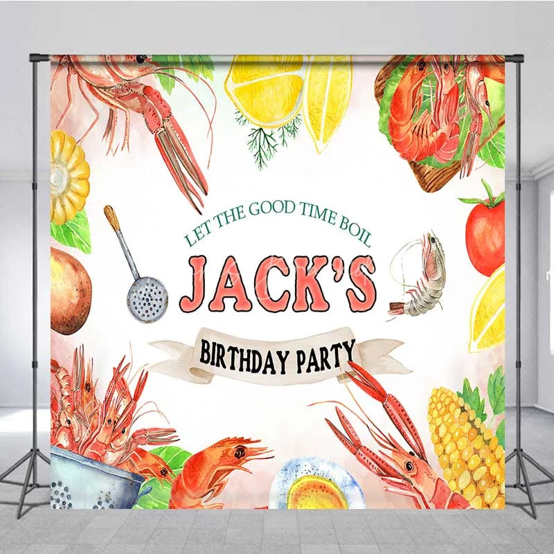 Lofaris Custom Birthday Backdrop Seafood Boil Crawfish Shrimp Feast Photography Background