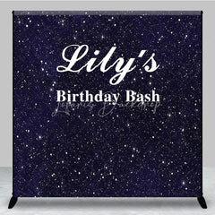Lofaris Custom Birthday Backdrop Starry Night Navy Blue Gold Sparkle Sky Personalize Party