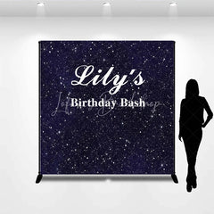 Lofaris Custom Birthday Backdrop Starry Night Navy Blue Gold Sparkle Sky Personalize Party