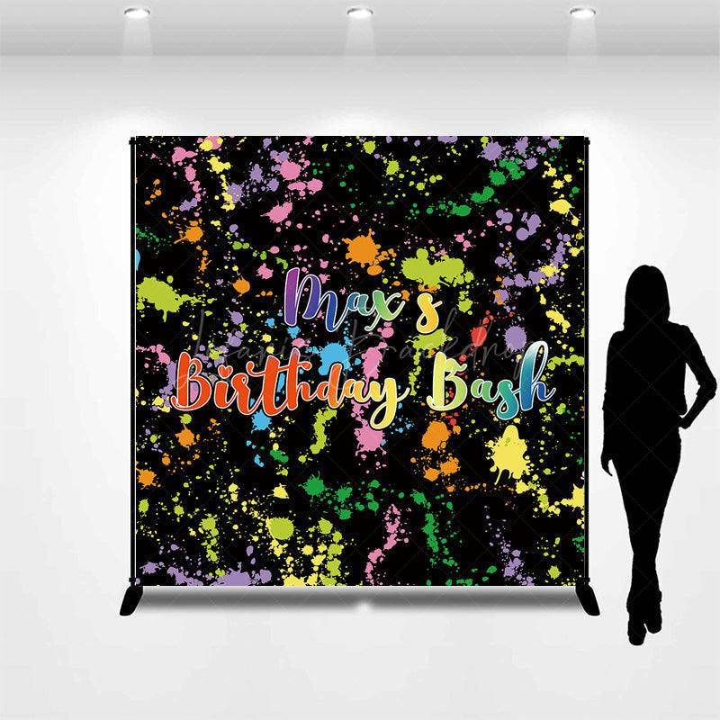 Lofaris Custom Birthday Bash Art Party Backdrop Colorful Paint Splatter and Neon Glow Personalized 80s Retro Decor
