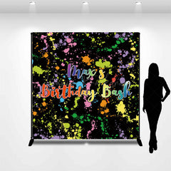 Lofaris Custom Birthday Bash Art Party Backdrop Colorful Paint Splatter and Neon Glow Personalized 80s Retro Decor