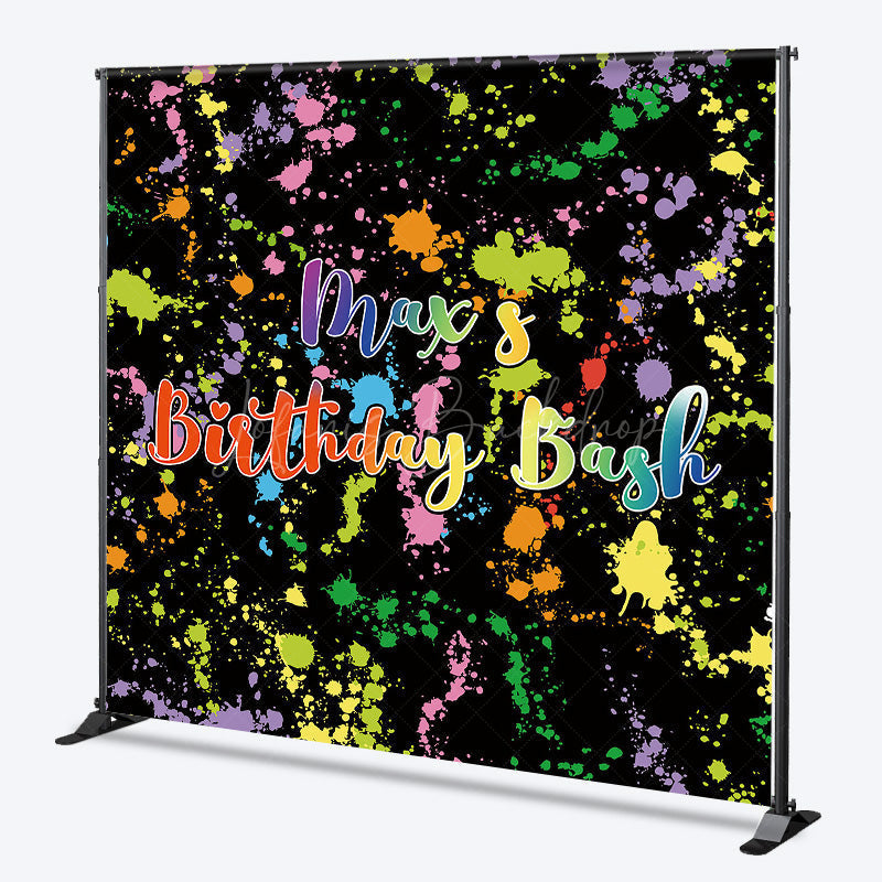 Lofaris Custom Birthday Bash Art Party Backdrop Colorful Paint Splatter and Neon Glow Personalized 80s Retro Decor