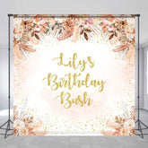 Lofaris Custom Birthday Bash Backdrop for Her Boho Pampas Grass and Dried Flowers Personalized Gold Glitter Photo Prop
